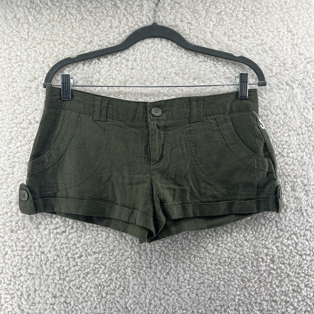 Miley Cyrus Max Azria Shorts Size 11‎ Linen Blend Green Vintage Y2K Lightweight